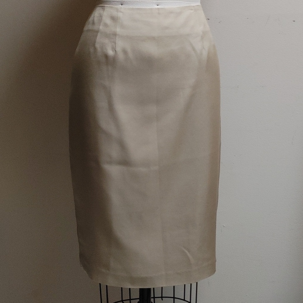 Vintage Ellen Tracy Silk Tan Pencil Skirt